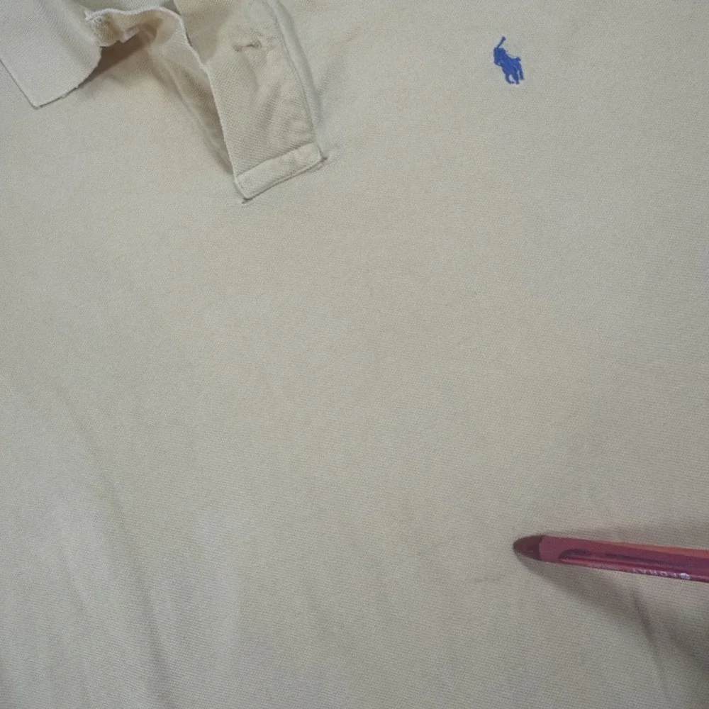 Polo Ralph Lauren Classic Fit Polo Shirt Large Yellow Cotton Blue Pony Logo